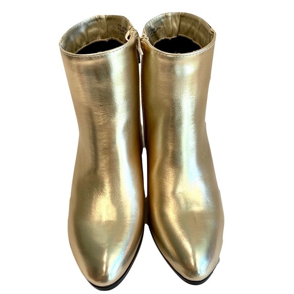 Bamboo “Hype” Gold Metallic Mixed Medal Booties Chain Heel Decoration Size - Picture 6 of 9